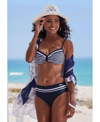 Women's Striped Underwire Bikini Swimsuit Top Bra Sizing