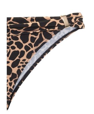 Women's Giraffe Print Fold Over Bikini Swimsuit Bottom