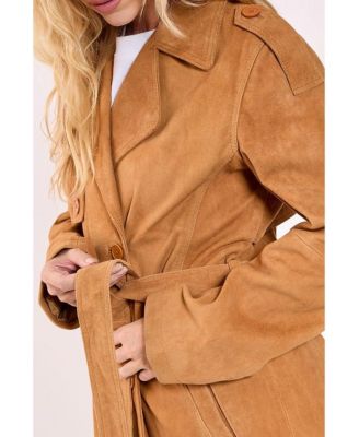 Women's Real Suede Trench Coat