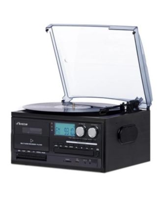Cosmopolitan 8-in-1 Bluetooth Turntable Music Center with CD and Cassette Player and Radio