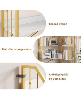 72" Tall 5-Tier Industrial L-Shaped Corner Bookshelf