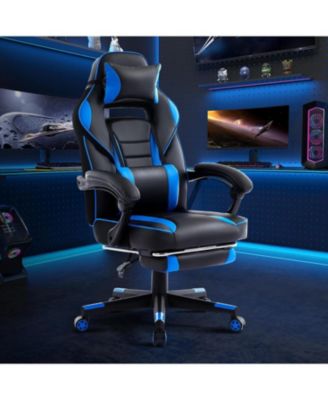Gaming Chair, Computer Chair with Massage Lumbar Support and Footrest Height Adjustable Ergonomic with 360-Swivel Seat and Headrest.