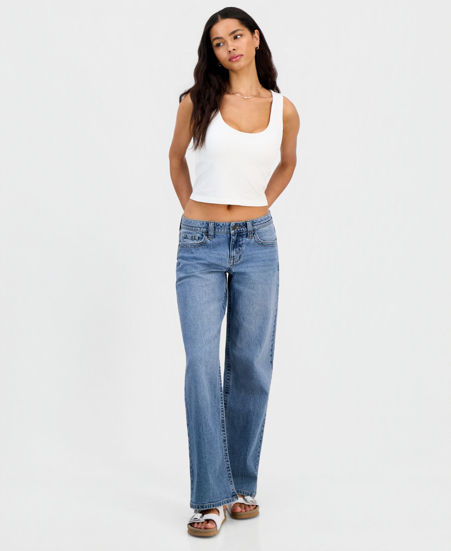 Juniors' Low-Rise V-Waist Inner Beauty Baggy Straight Jeans