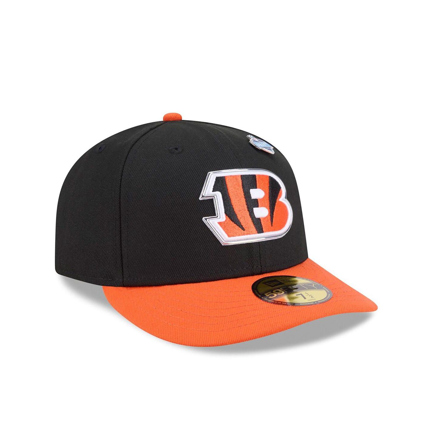 Мужская кепка New Era Black/Orange Cincinnati Bengals 2026 NFL Draft Pre-Curved 59FIFTY Fitted Hat — фото 3