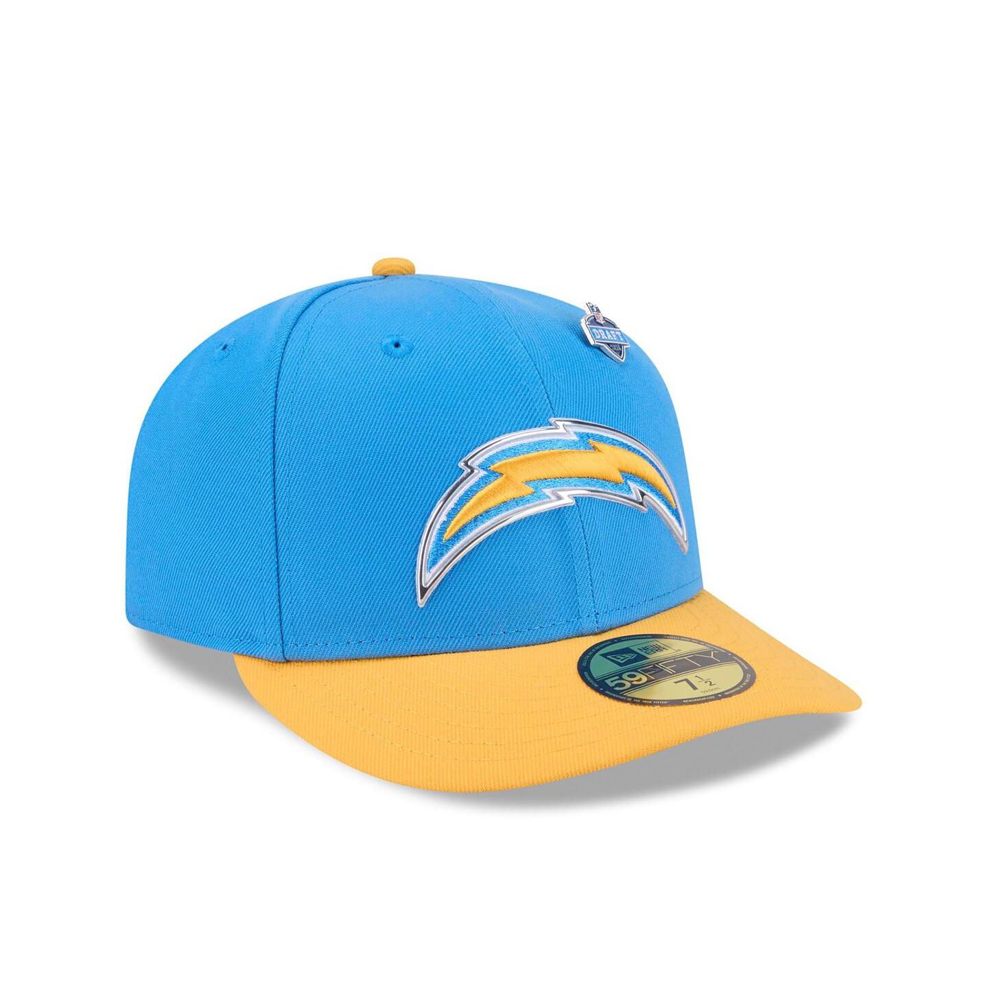 Мужская кепка New Era Powder Blue/Gold Los Angeles Chargers 2026 NFL Draft Pre-Curved 59FIFTY Fitted Hat — фото 3