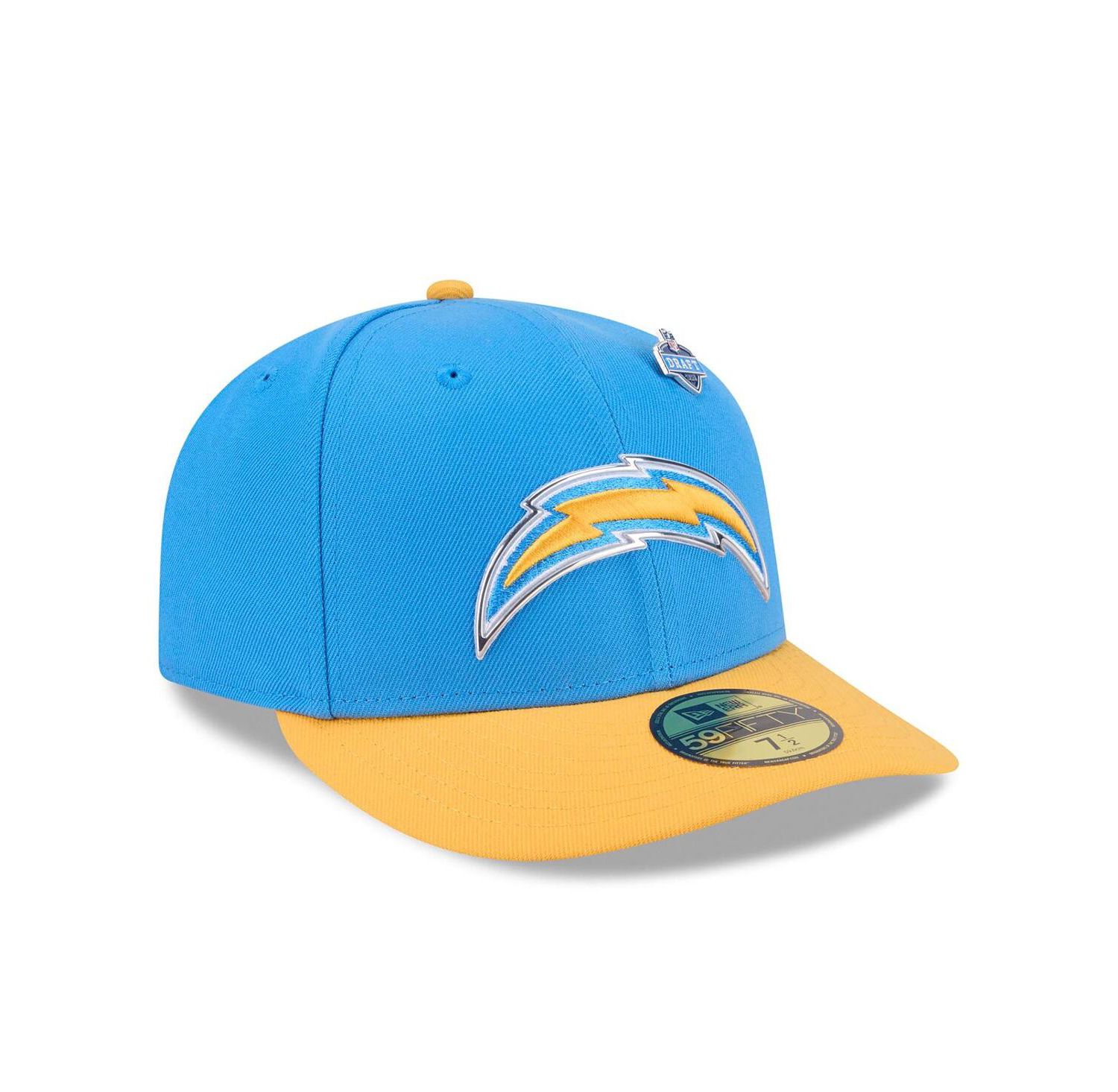 Men's Powder Blue/Gold Los Angeles Chargers 2026 NFL Draft Pre-Curved 59FIFTY Fitted Hat