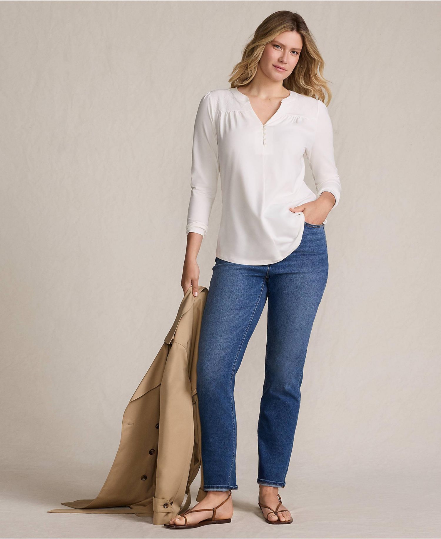 Petite Recover High Rise Straight Leg Blue Jeans