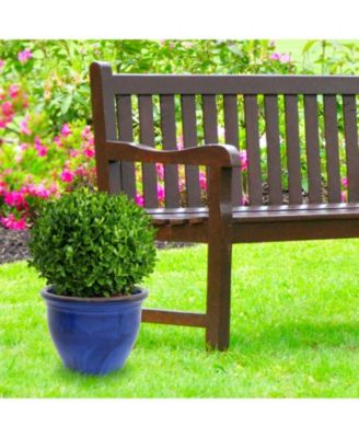Large Ceramic Planter - Indoor or Outdoor Plant Pot with Drainage Holes - Imperial Blue Glaze Finish - 18" - Studio