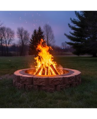 Outdoor Heavy-Duty Steel Portable Above Ground or In-Ground Round Fire Pit Liner Ring - Black