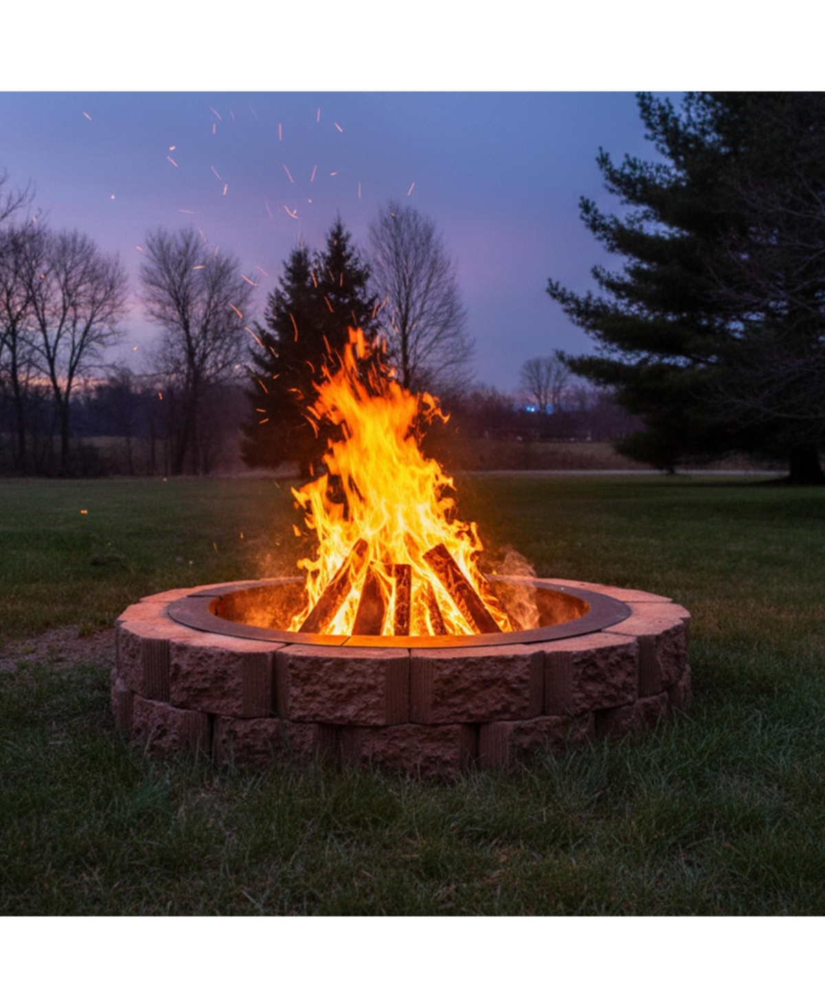 Outdoor Heavy-Duty Steel Portable Above Ground or In-Ground Round Fire Pit Liner Ring