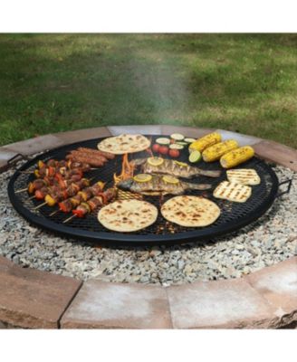 Outdoor Camping or Backyard Heavy-Duty Steel Round X-Marks Fire Pit Cooking Grilling Grate
