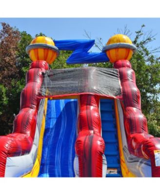 Astronaut Commercial Inflatable Grade Water Slide with Attached Splash Pool for Kids and Adults (with Blower), Outdoor Indoor, Wet Dry Use, Tall Inflatable