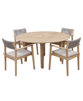Bristol 5-Piece Round Dining Set (Dining Table with Lazy Susan + 4 Stacking Chairs)