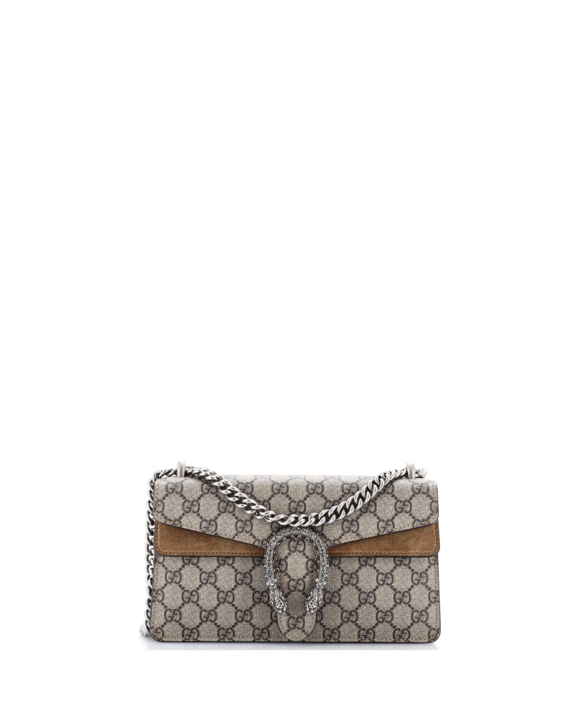 Pre-Owned Gucci Small Dionysus Bag Gg Coated Canvas with Crystal Embellished Metal - Brown