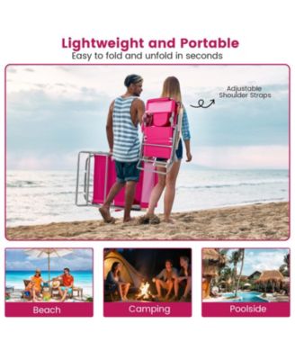 3-in-1 Folding Beach Chair with Footrest and Lay-Flat Position 26 in Wide