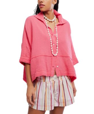 Women's Happy Days Collared Cotton Top