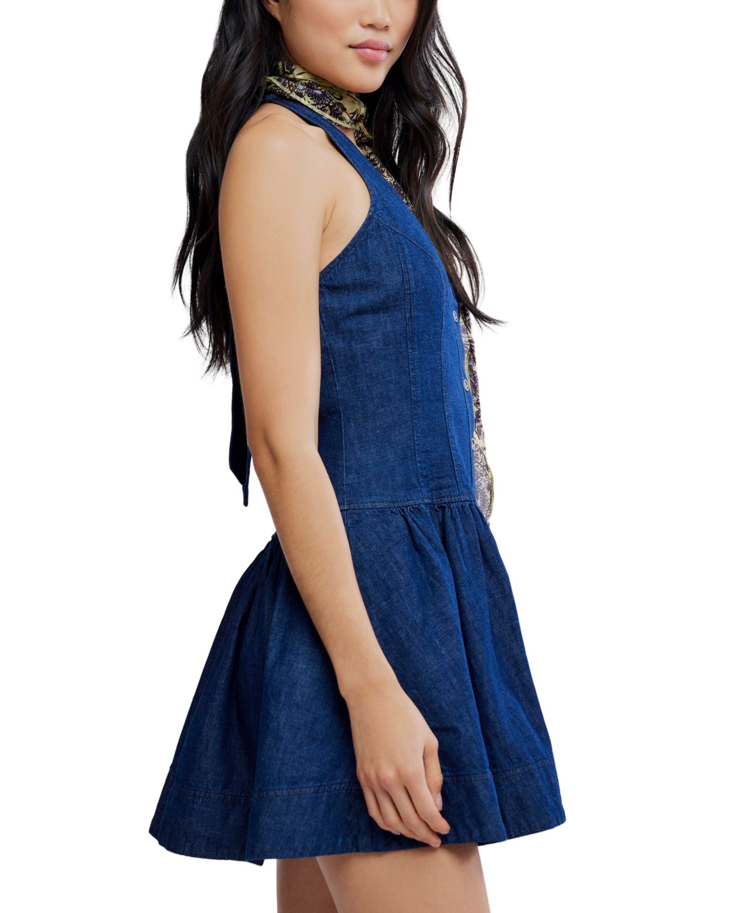 Women's Clean Break V-Neck Denim Cotton Mini Dress
