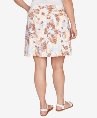 Plus Size Printed Tech Stretch Pull-On Skort