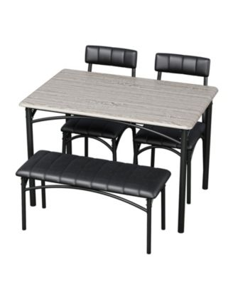 4-Person Dining Set with Upholstered Bench and 2 Chairs