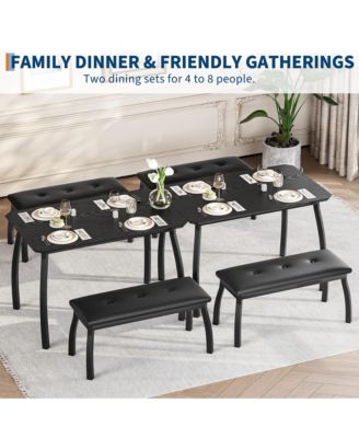 3-Piece Modern Retro 2-Person Dining Set with Benches