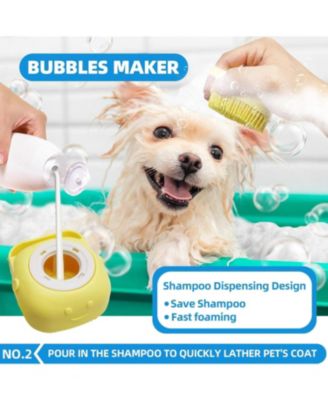 Multi Piece Pet Grooming Kit with Hair Brush, Washing Gloves, Slicker Brush and Shampoo Scrubber