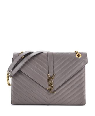 Large Classic Monogram Envelope Satchel Matelasse Chevron Leather