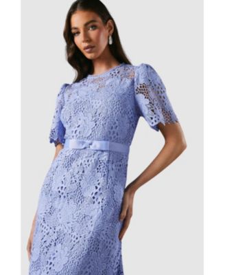 Women's Lace Midi Dress With Bow Belt