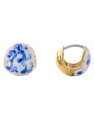 Abby Mini Gold-Plated Marble Blue Statement Earrings