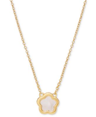 Saya Gold-Plated Mother of Pearl Inlay Flower Pendant Necklace