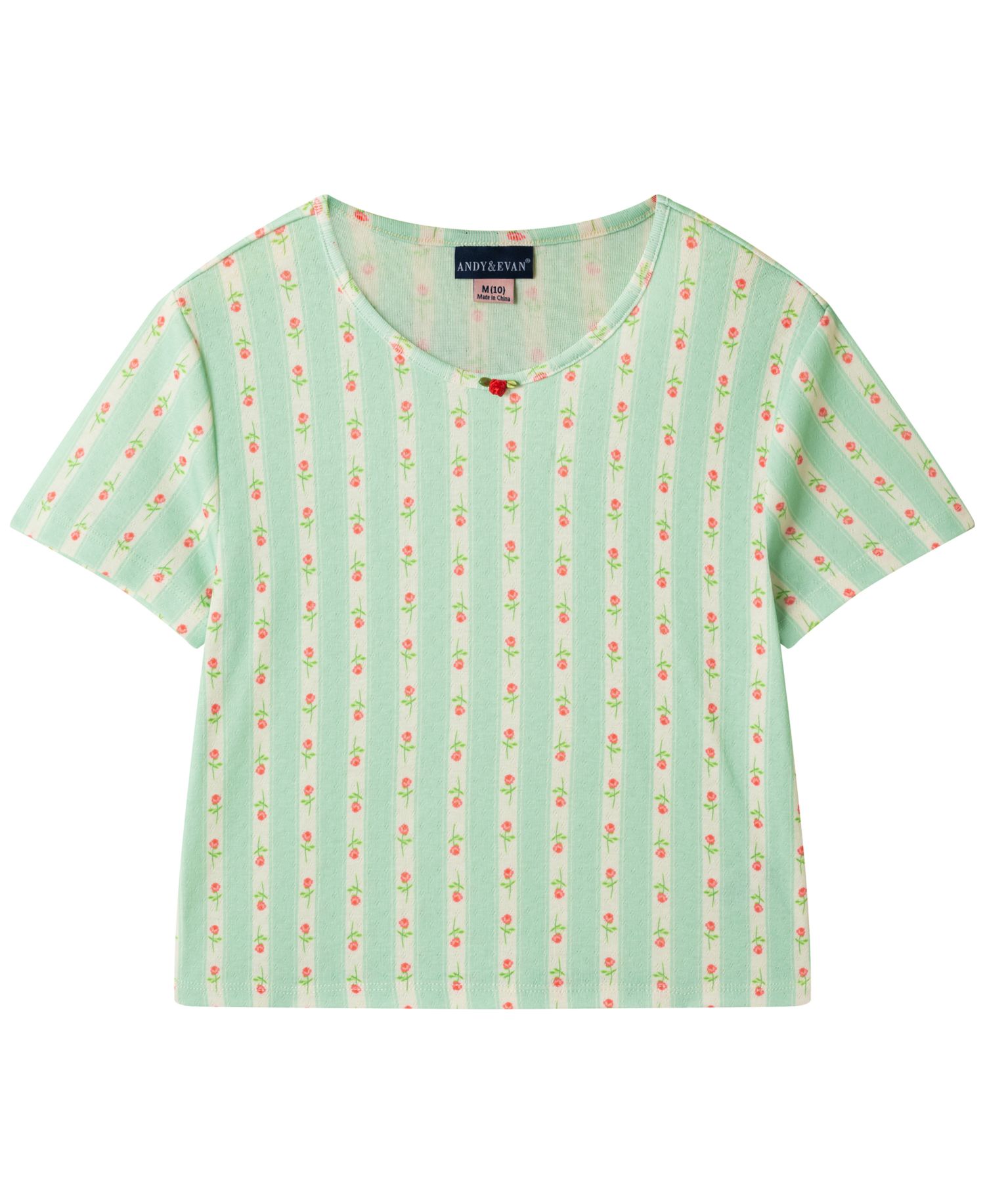 Girls' 6-16 Rosette T-Shirt and Shorts, 2-Piece Pajama Set