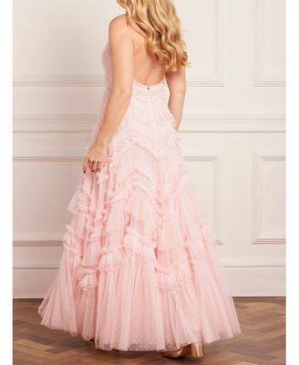 Women's Elia Halter Neck Ruffle Tulle Maxi Gown