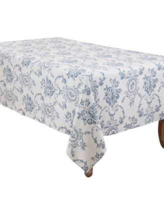 Classic Toile Floral Linen Blend Tablecloth, 60" x 120"
