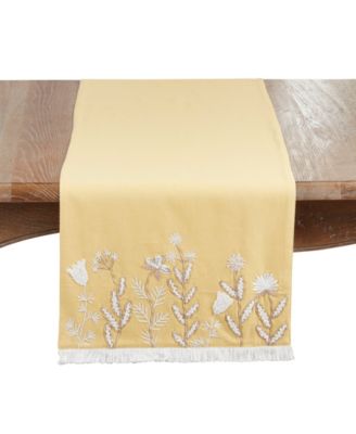 Embroidered Meadow Table Runner, 16" x 72"