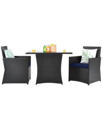 3-Piece Rattan Bistro Set with Armchairs and Tucking Design