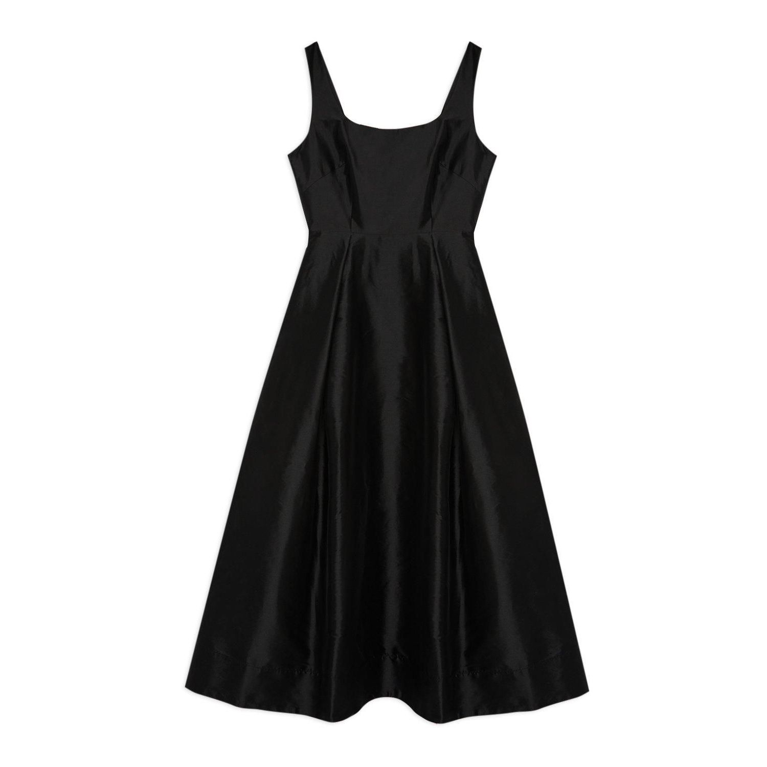 Women's Taffeta Full Skirt Tailored Midi Dress