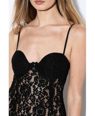 Women's Premium Bustier Corded Lace Midi Dress