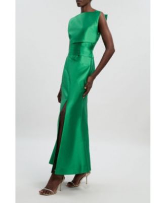 Women's Satin Twill Draped Maxi Dress