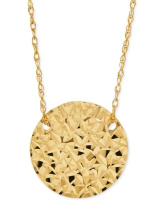 Macy's - Patterned Disc Pendant Necklace in 10k Gold
