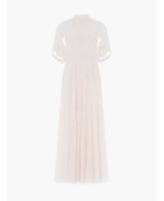 Women's Scallop Sequin Cape Ankle Gown