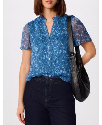 Women's Ditsy Floral V Neck-Blouse