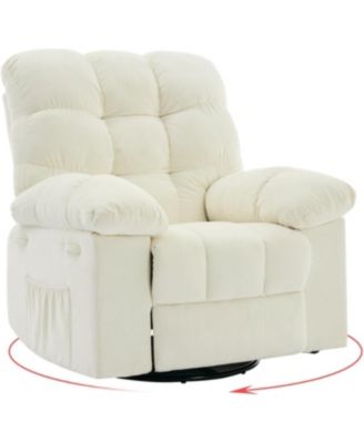Rocking Recliner Chair,360 Swivel,30 Rocking,135 Tilt,Chenille Upholstery,Q235 Steel Frame Glider Nursery Chair for Small Spaces