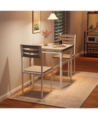 Dining Table Set for 2, Dining Table and Chairs Set of 2, 3 Piece Dining Table Set with Spiral Table Legs for Small Spaces Kitchen Apartment