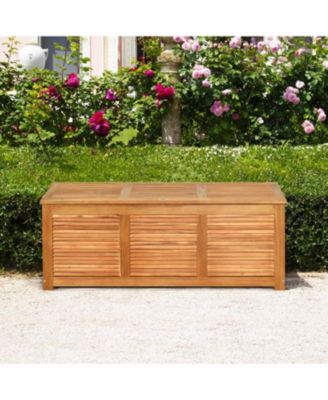 46 Gallon Acacia Wood Storage Bench Box for Patio Garden Deck