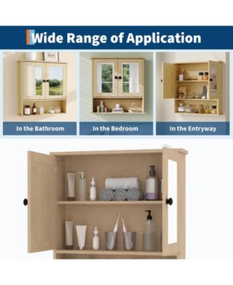 Mirrored Bathroom Wall Cabinet with Adjustable Shelf, 22.2 x 5.1 x 23 in Over Toilet Storage Organizer for Bathroom Spaces
