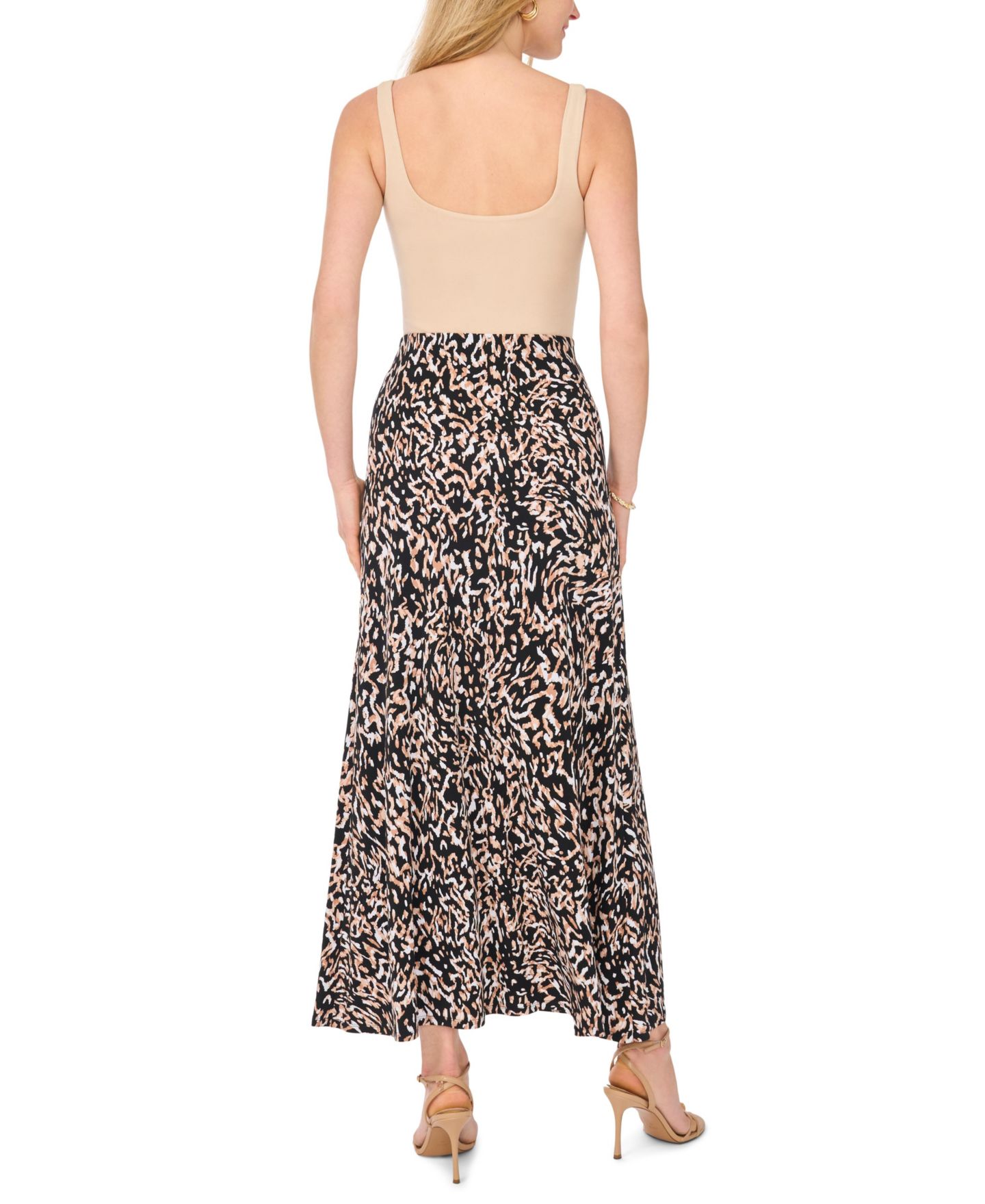 Женская юбка Vince Camuto Printed Pull-On Midi, цвет: Насыщенный чёрный — фото 5