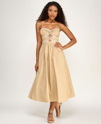 Juniors' Tie Shoulder Twisted Front Midi Dress