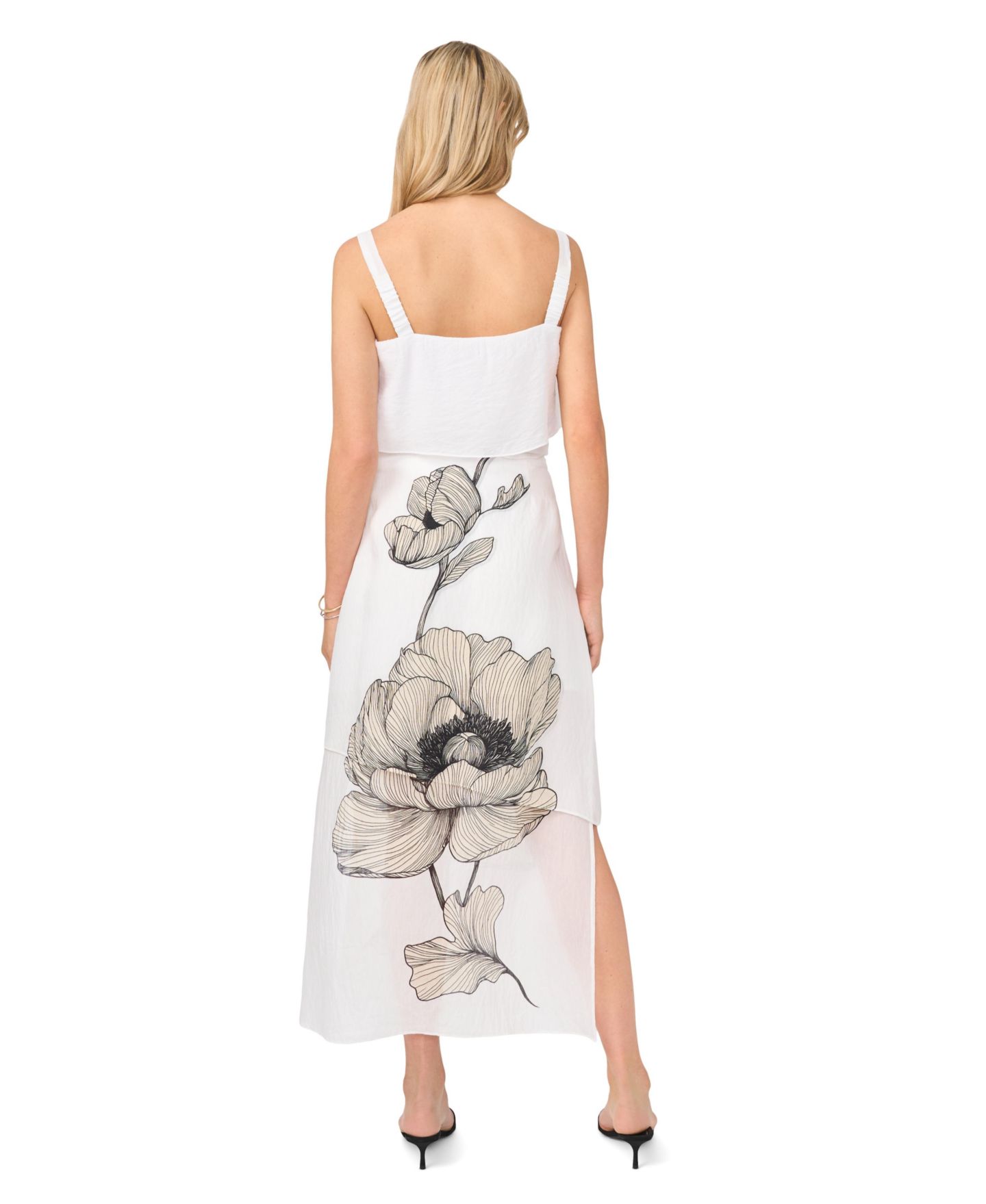 Женская юбка Vince Camuto Printed Layered Maxi, цвет: Белый — фото 5