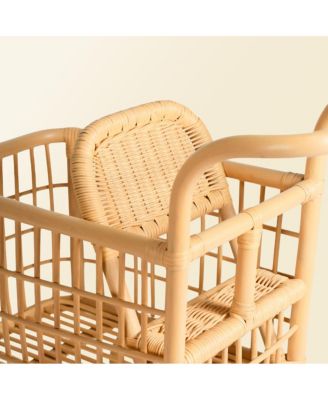 Handcrafted Rattan Kids Shopping Cart with Baby Seat - Wicker