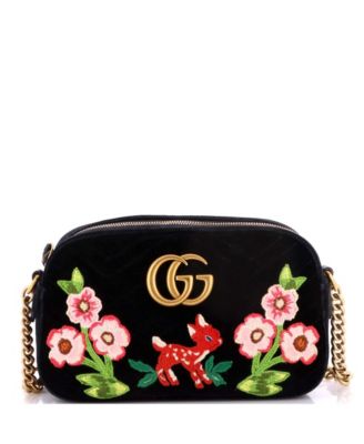 Small GG Marmont Camera Bag Embroidered Matelasse Velvet