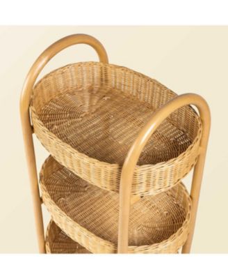 Con Handcrafted Rattan Craft Utility Cart Trolley - Wicker
